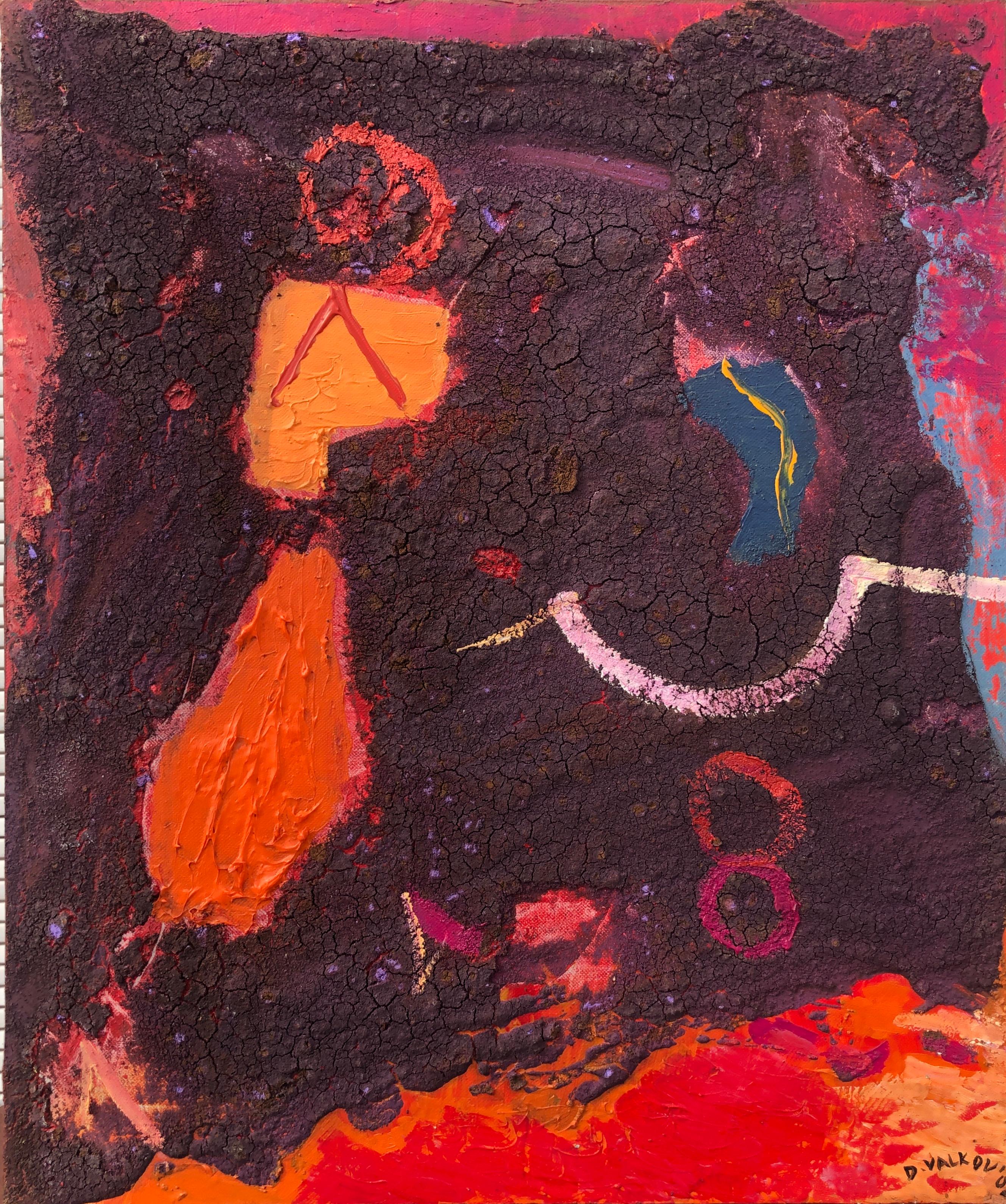 Pintura abstracta sin título en técnica mixta sobre lienzo