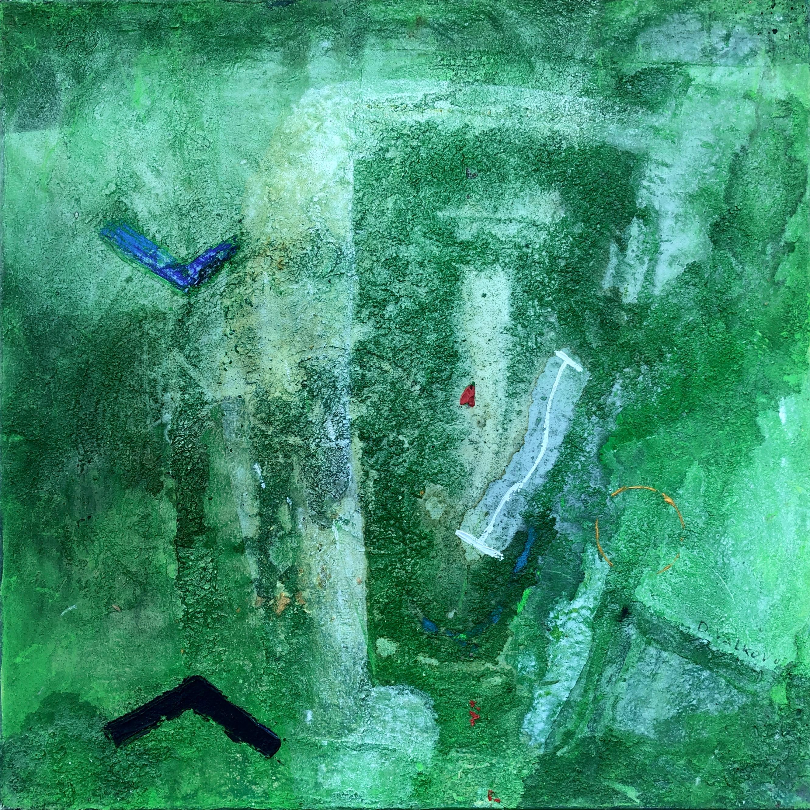 Pintura abstracta sin título en técnica mixta sobre lienzo