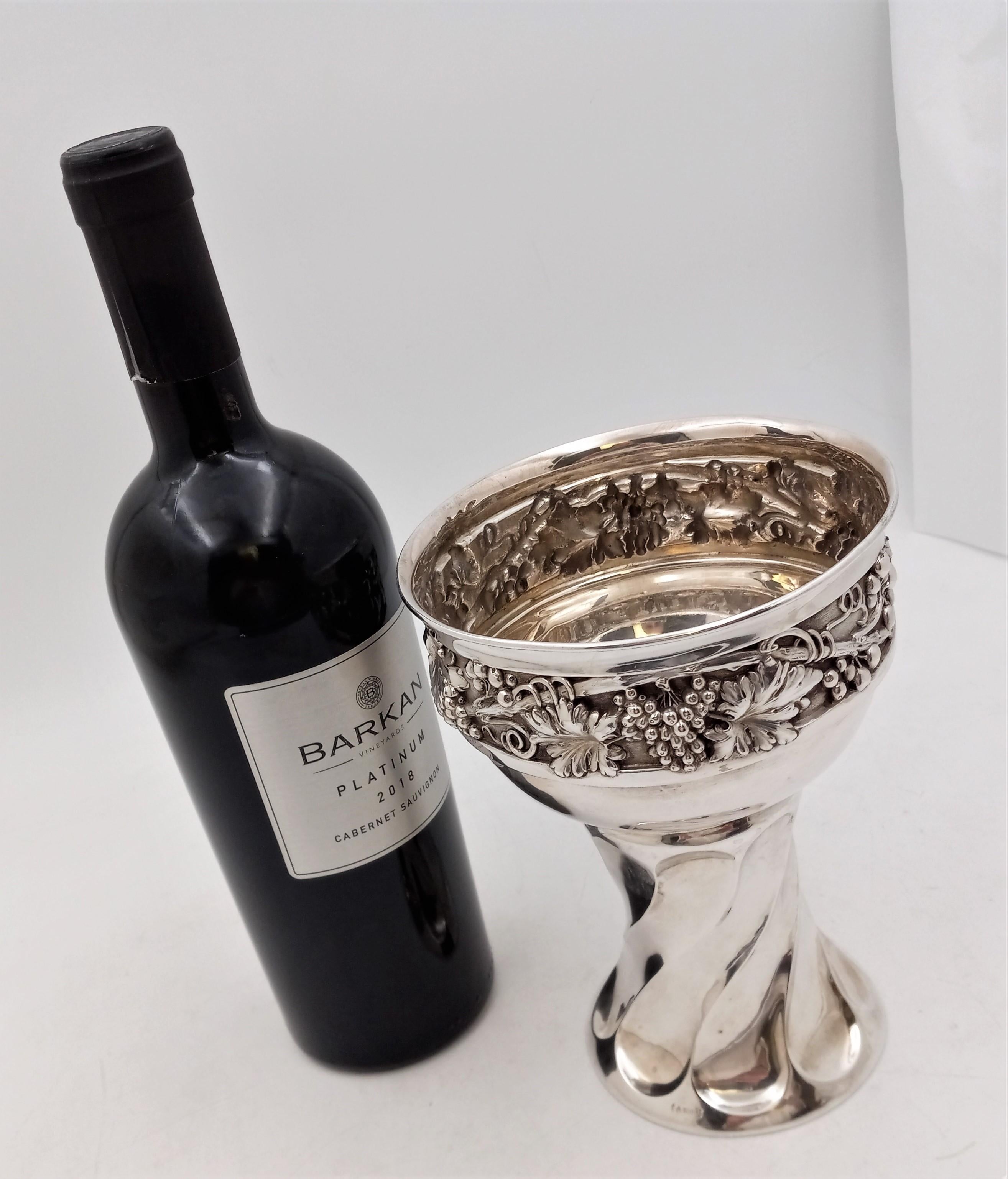 Deyhle German Continental Silver Monumental Goblet with Grape Motif In Good Condition For Sale In New York, NY