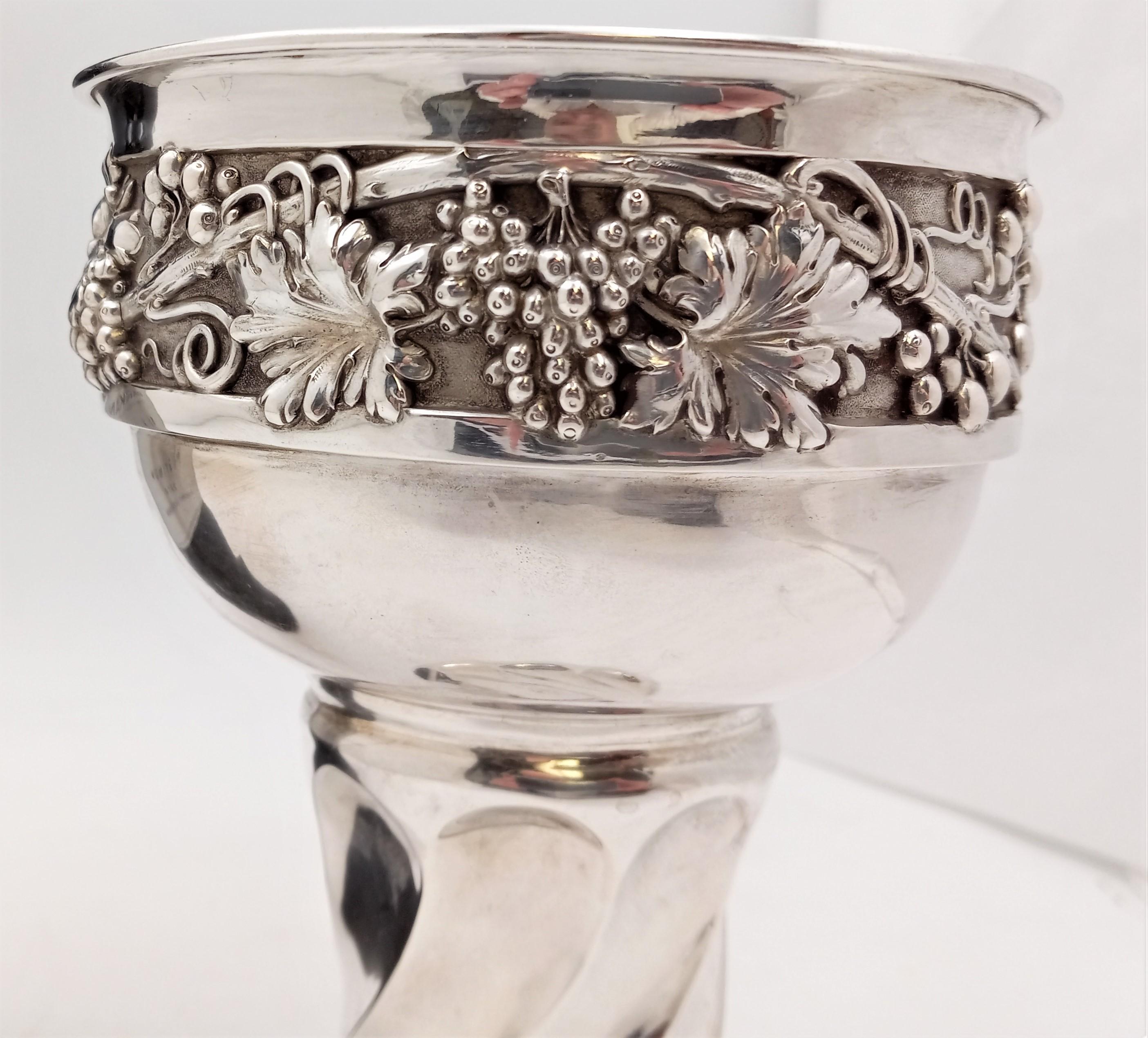 19th Century Deyhle German Continental Silver Monumental Goblet with Grape Motif For Sale