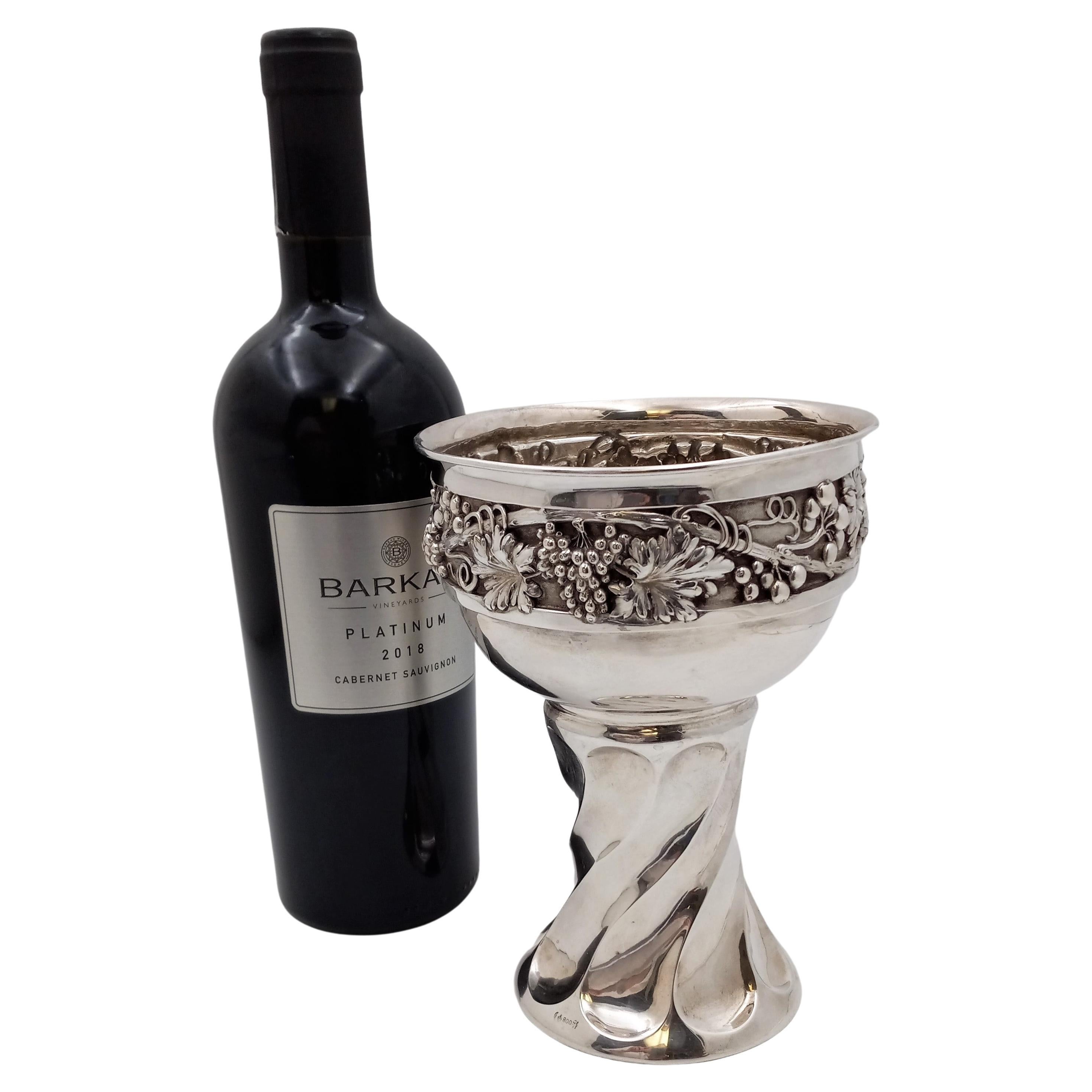 Deyhle German Continental Silver Monumental Goblet with Grape Motif For Sale