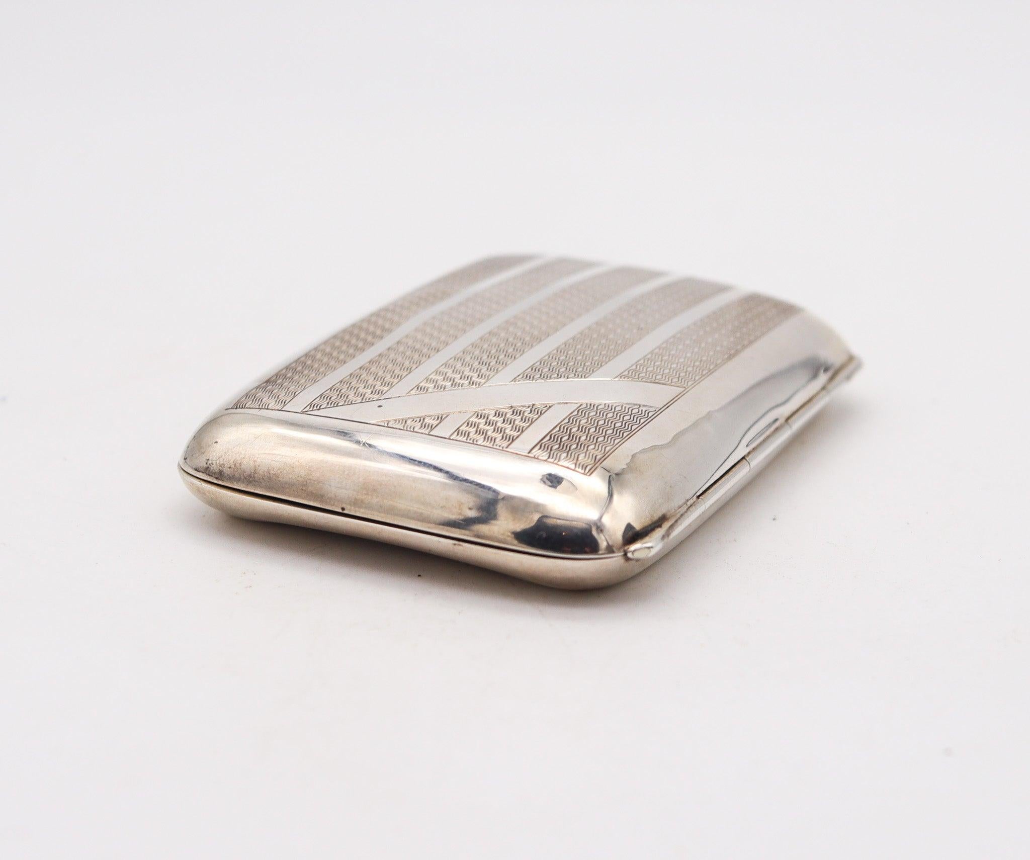 DEYKIN & HARRISON 1930 Mechanical Cigarette Case Set In Solid .925 Sterling For Sale 1