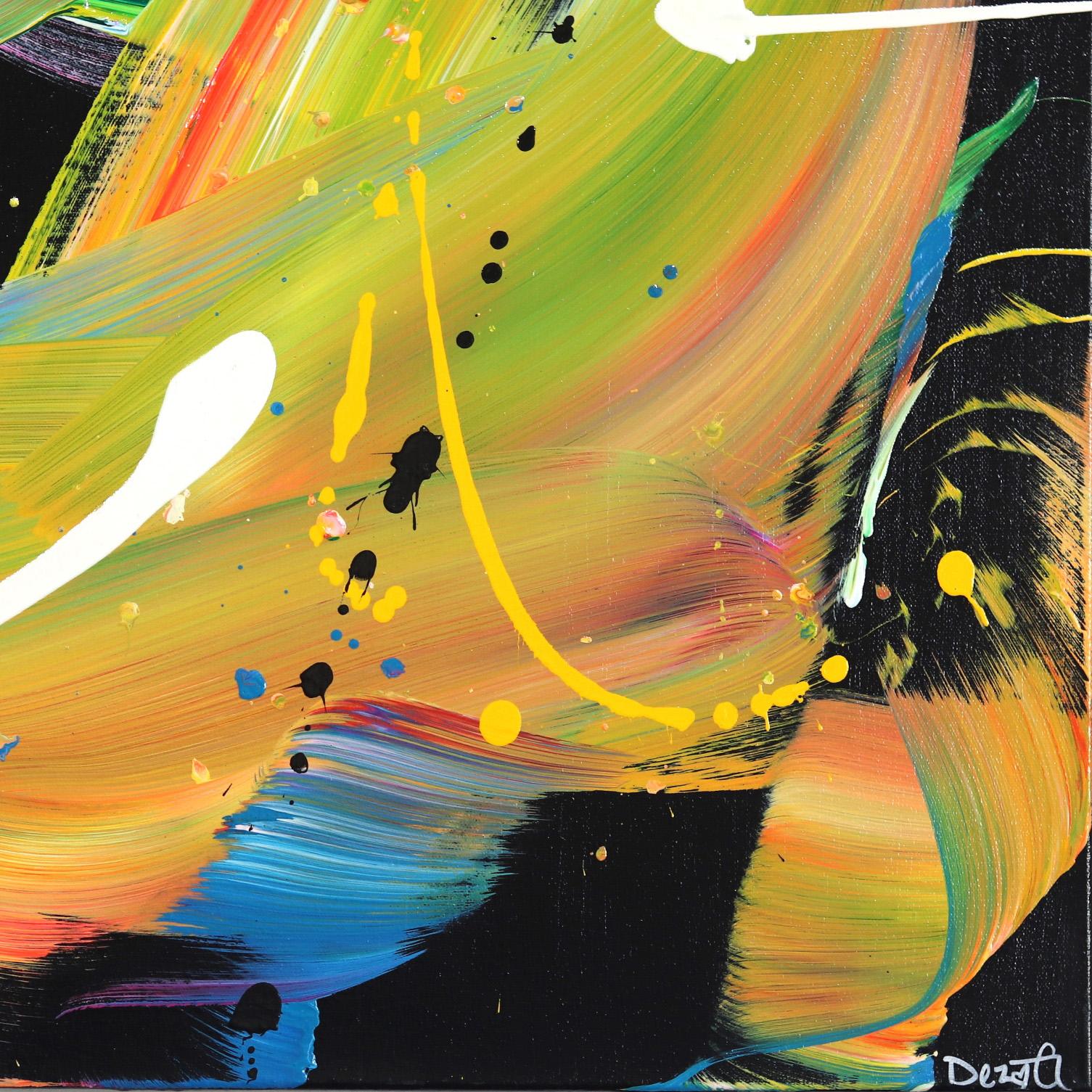 Black Rainbow - Vivid Abstract Expressionism Colorful Painting on Canvas For Sale 3