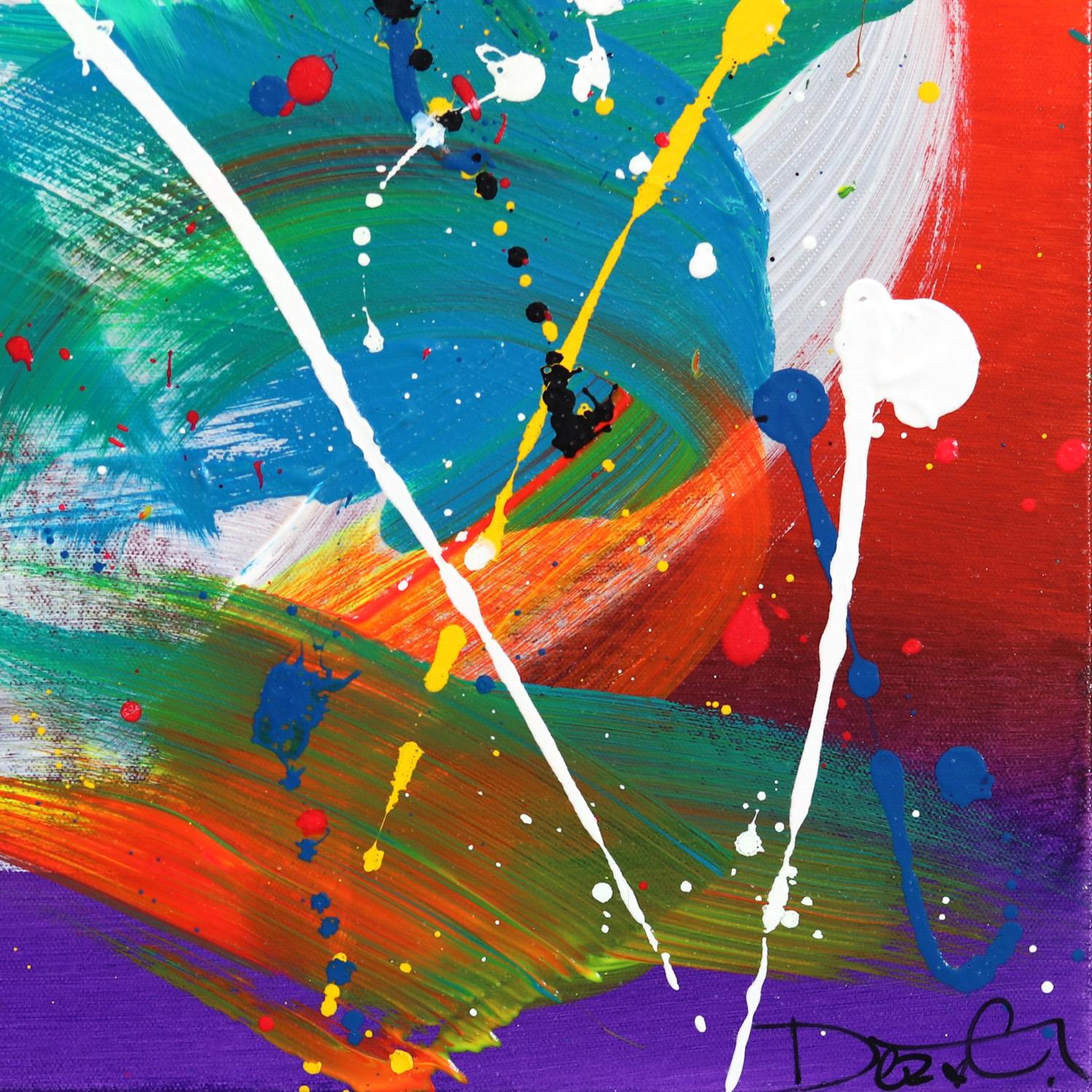 Color Burst - Original Vivid Abstract Expressionism Colorful Painting on Canvas For Sale 3