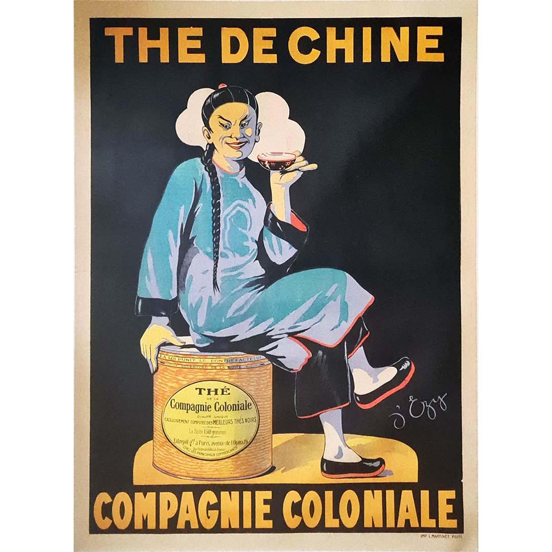 d'Ezy's original poster for Thé de Chine - Compagnie Coloniale - Tea - Print by D'Ezy