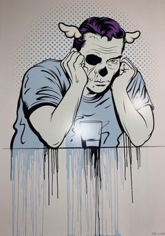 D*Face sérigraphie finie à la main "Left For Dead" Art de rue contemporain