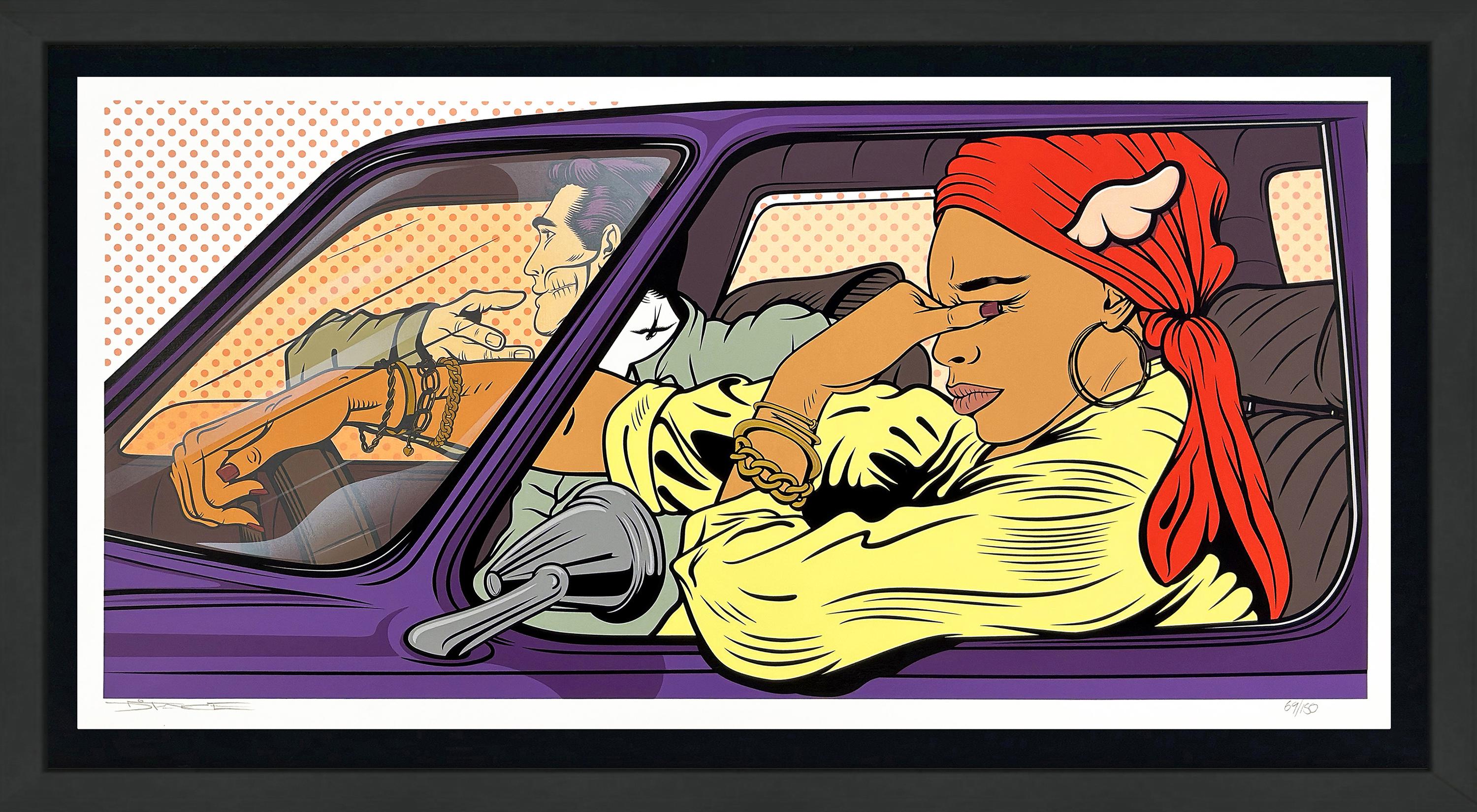 D*Face Figurative Print – Silent Ride Siebdruck, handsigniert, Auflage 69/150, 24 Farben
