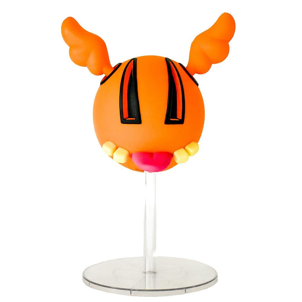 Super vibrant D*Face D*Dog in Orange.
D*Dog is the iconic character created by D*face that is the focus of and featured in many of the artists works.
Released in 2013.
The wings are poseable as they move. The figure can be posed on the stand as
