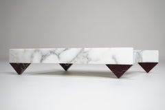 DFdesignLab - 90° Centerpiece in Arabescato and Rosso Lepanto Marble