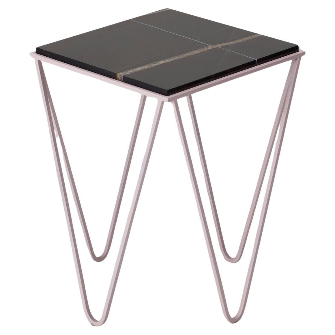 DFdesignlab – Avior Pink end table – Black Noir Marble Side Table