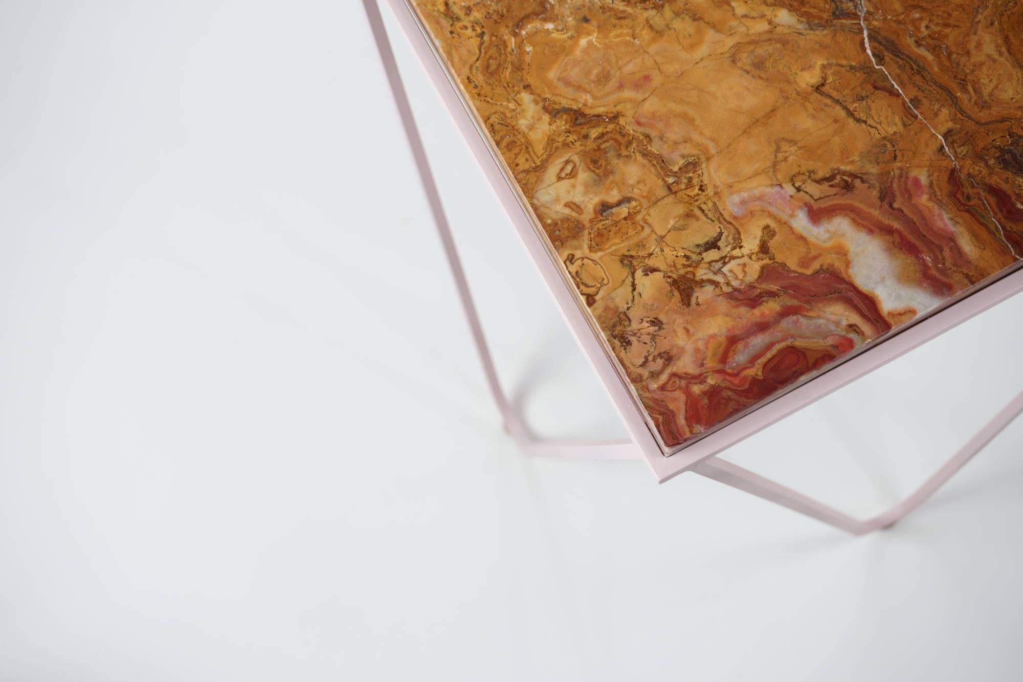 Italian DFdesignlab – Avior Pink end table – Persian Onyx Side Table For Sale