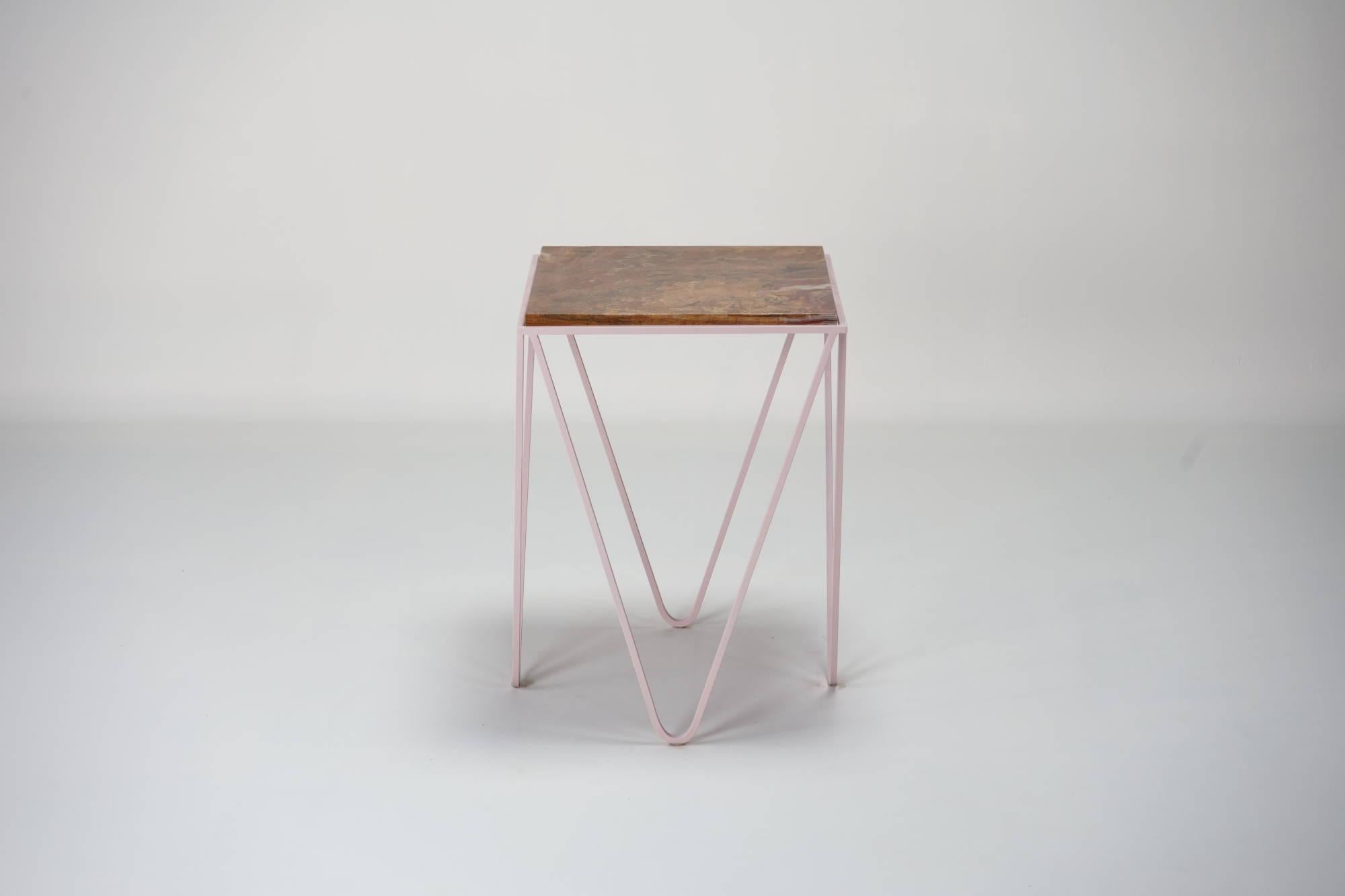 Hand-Crafted DFdesignlab – Avior Pink end table – Persian Onyx Side Table For Sale