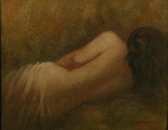American Impressionist oil Female Resting Nude 1950