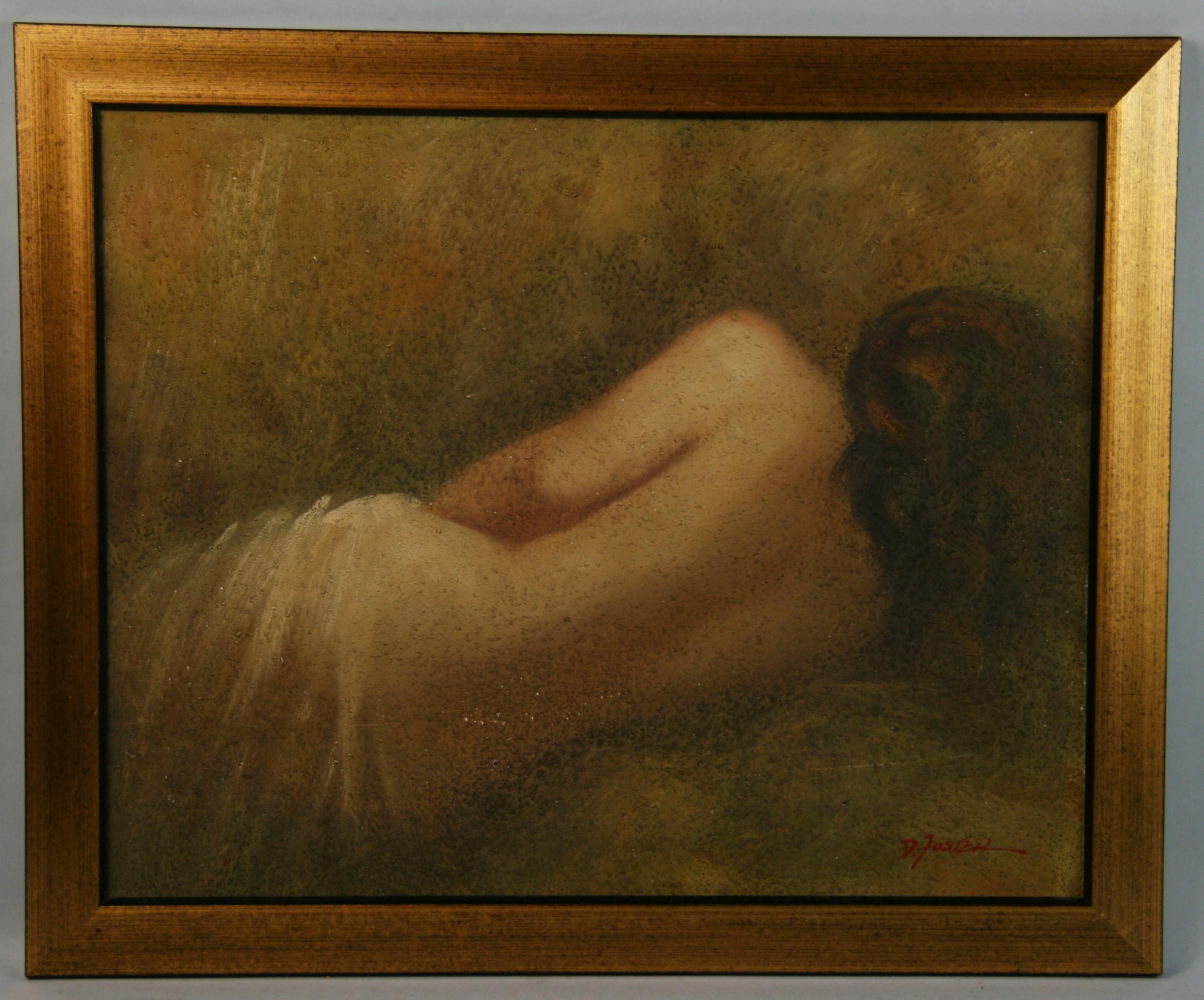 D.Foster Nude Painting - American Impressionist oil Female Resting Nude 1950