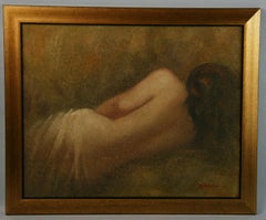 American Impressionist oil Female Resting Nude 1950