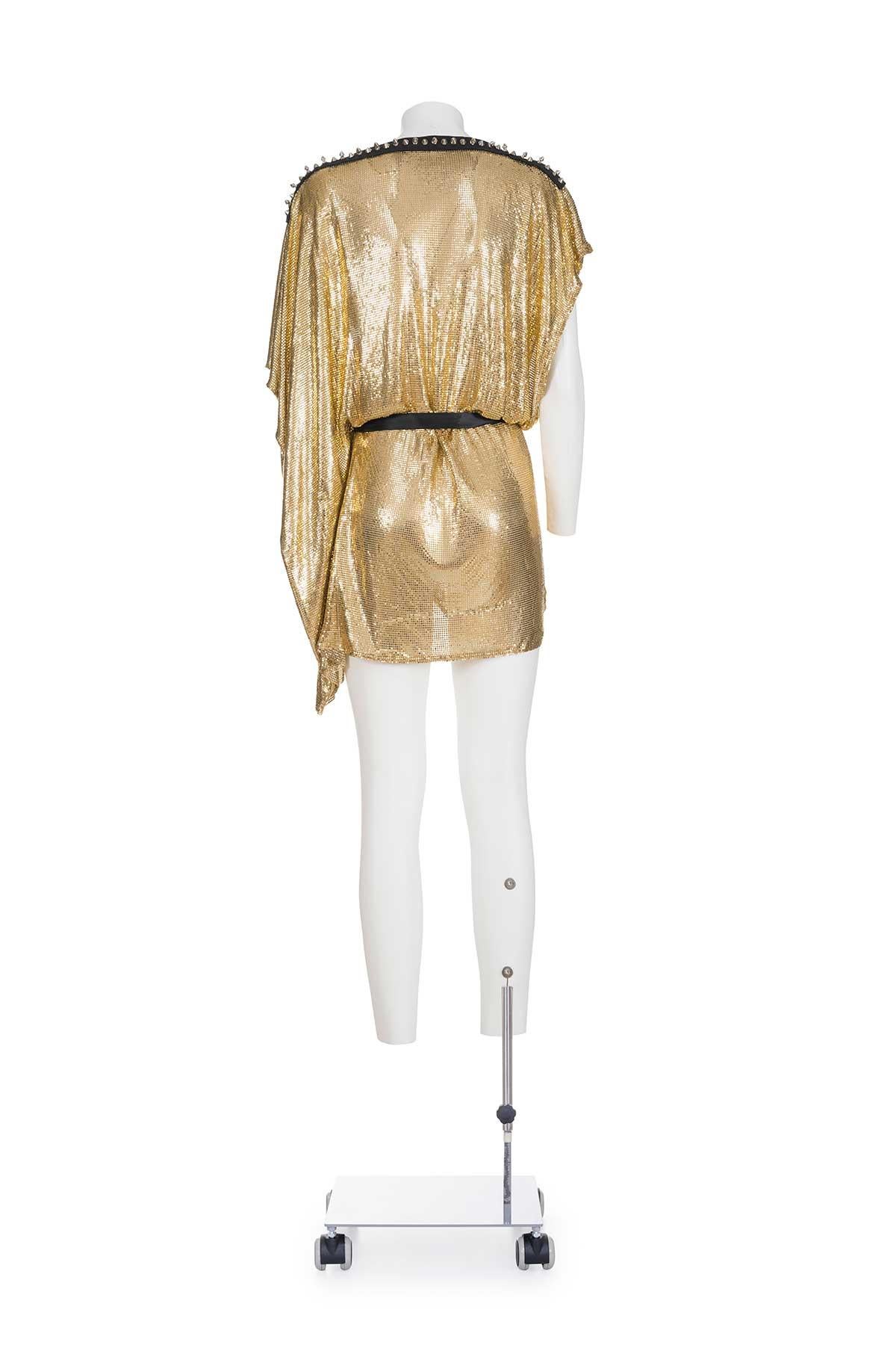 Beige D&G 00's Iconic Metallic Mesh Mini Dress in vendita