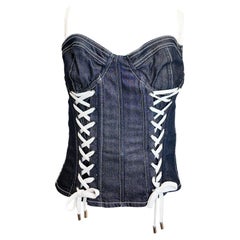 D&G 2002 Dunkles Denim-Spitzenkorsett