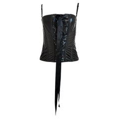 D&G 2007 Schwarzes Lackleder-Bustier mit Satinschleife