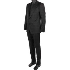 D&G 3-teiliger karierter Anzug, Jacke, Taille, Bienenbrosche, SICILIA, schwarz 50