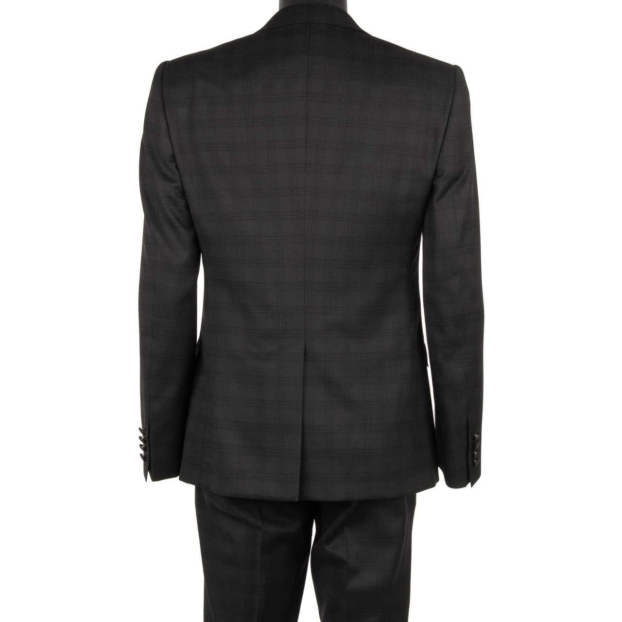D&G 3 Piece Checked Suit Jacket Waistcoat Bee Brooch SICILIA Black 50 For Sale 2