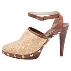 D.G. Sandali con cinturino alla caviglia in rafia e pelle beige/marrone Taglia 38