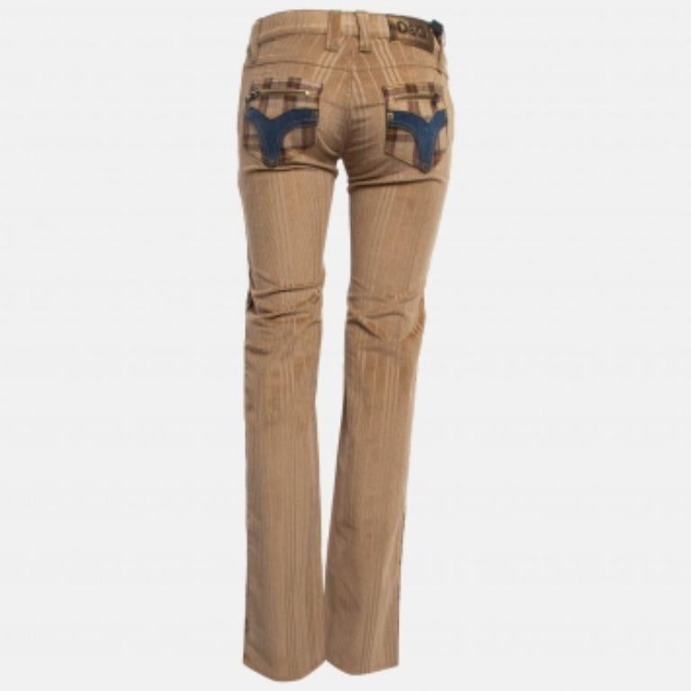 D.D.G. Pantaloni a coste e a quadri in misto lana beige S.D.G. in vendita 1