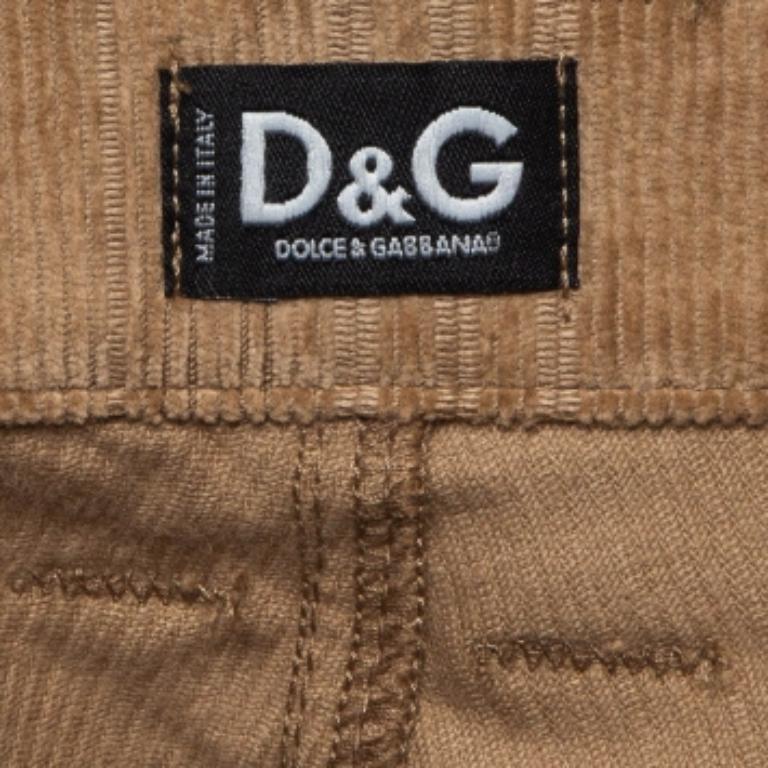 D.D.G. Pantaloni a coste e a quadri in misto lana beige S.D.G. in vendita 2