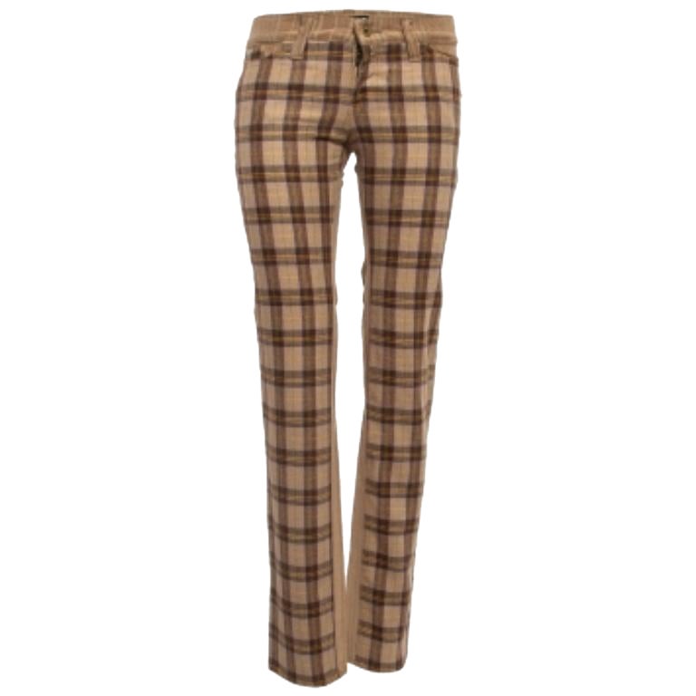 D.D.G. Pantaloni a coste e a quadri in misto lana beige S.D.G. in vendita