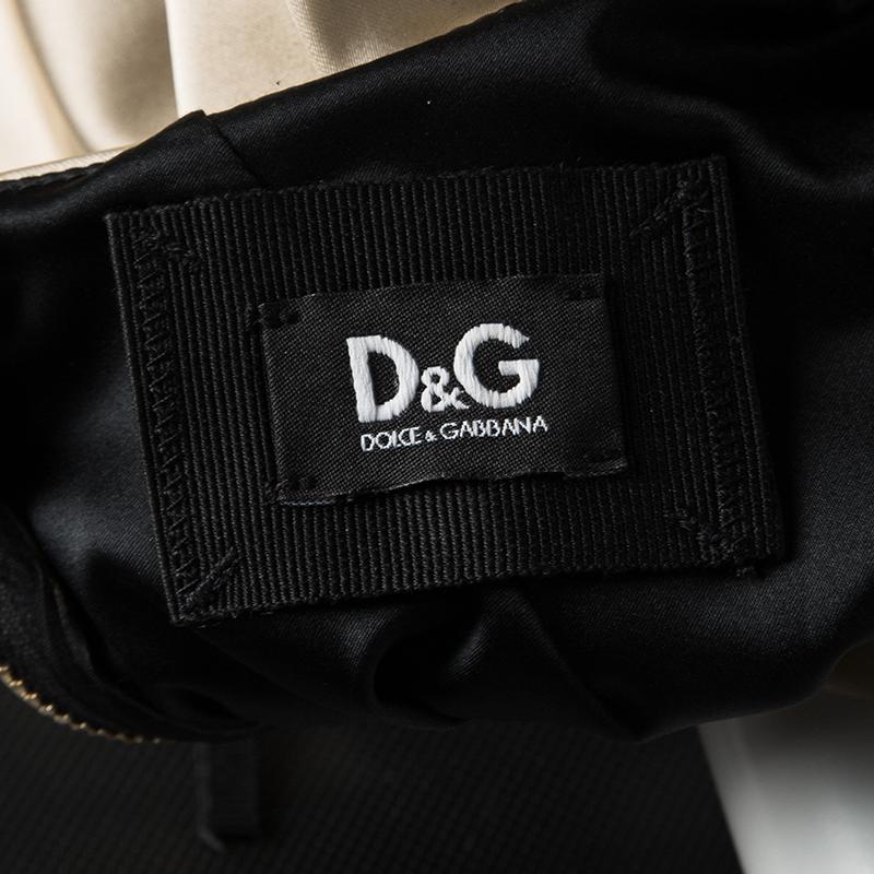 D&G Beige Embellished Sleeveless Satin Dress S 2