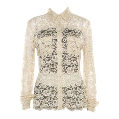 D&G Beige Floral Lace Long Sleeve Blouse S