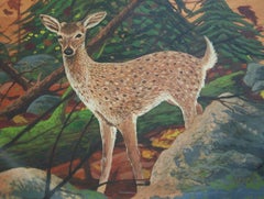 D. A. BENNETT - 'S.S. White Tailed Deer' - Piatto in legno dipinto - Fine XX secolo