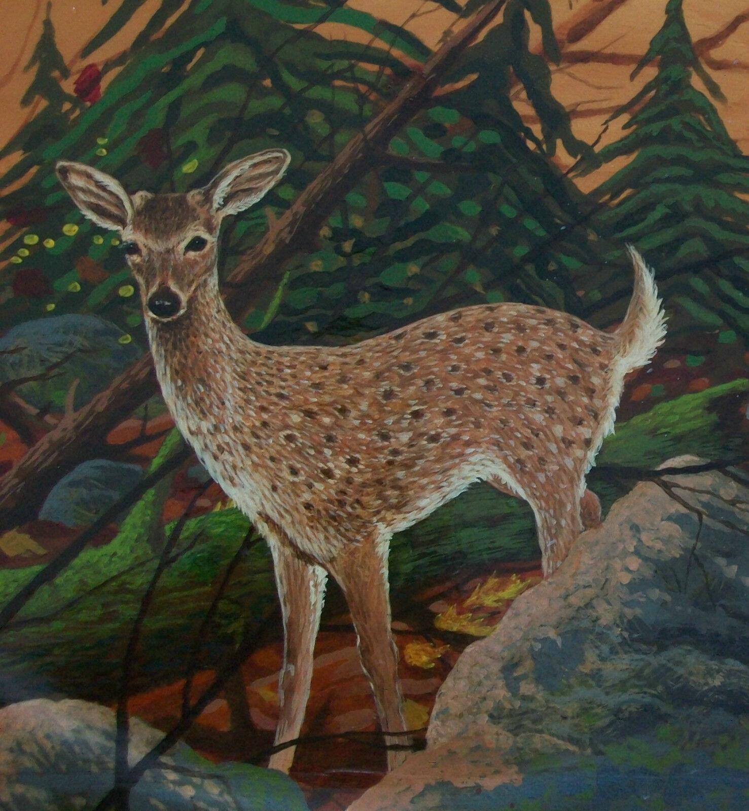 Folk Art D.G. BENNETT - 'U.S. White Tailed Deer' - Painted Wood Plate - Late 20th Century For Sale