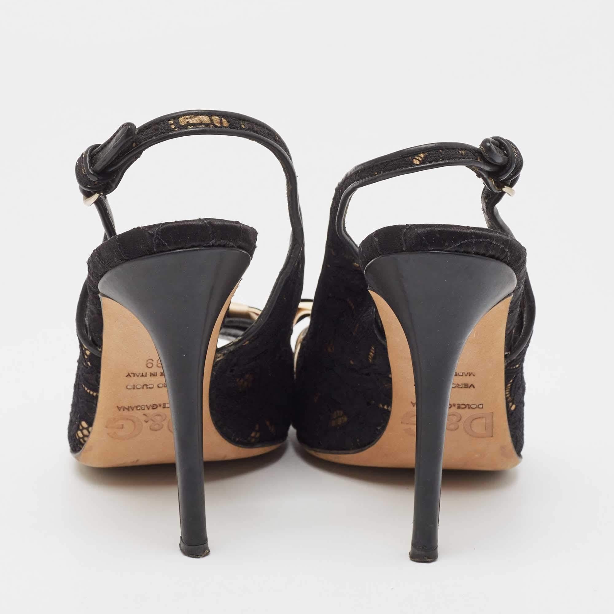 D&G escarpins noirs et noirs avec nœud papillon à bout ouvert, taille 39 Pour femmes en vente