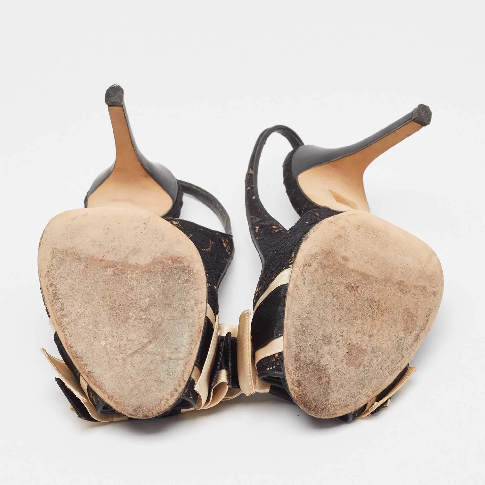 D&G escarpins noirs et noirs avec nœud papillon à bout ouvert, taille 39 en vente 1