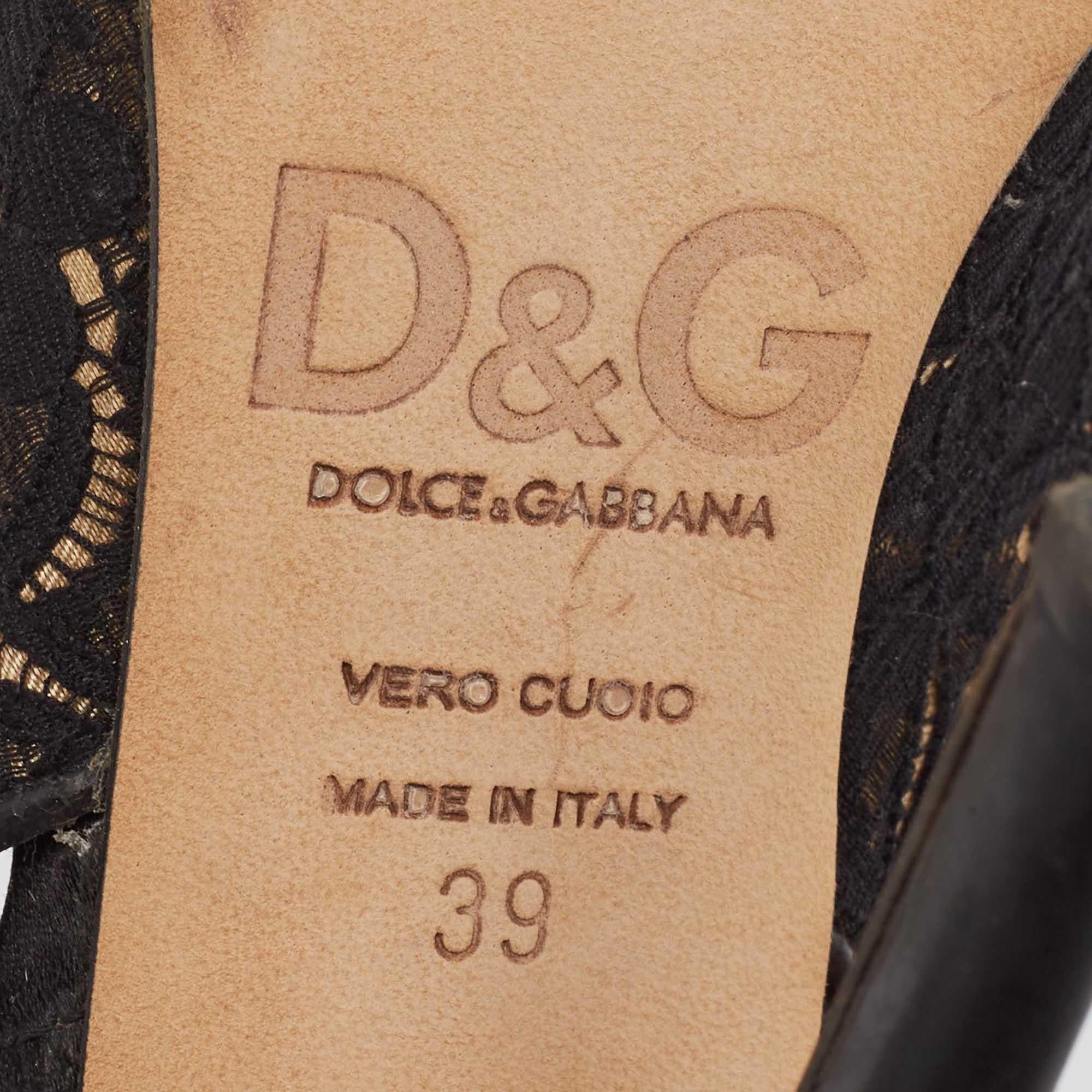 D&G escarpins noirs et noirs avec nœud papillon à bout ouvert, taille 39 en vente 2