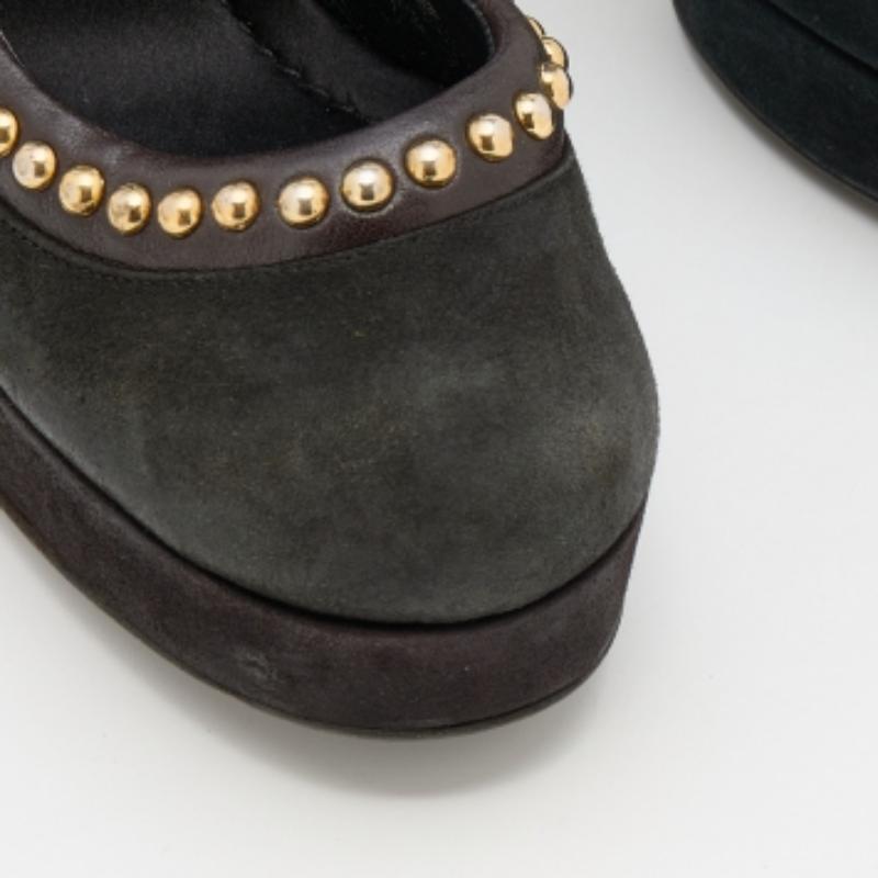 D.G. Escarpins à plateforme cloutés en daim et cuir noir/marron foncé Taille 37 Pour femmes en vente
