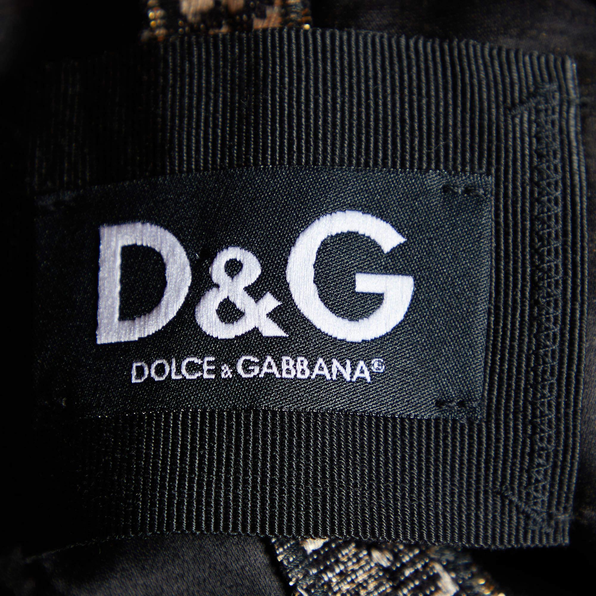 Women's D&G Black & Gold Brocade Oversized Coat M For Sale