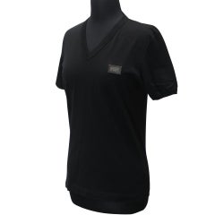 D&G Black Jersey XS V-neck Cotton-jersey Logo Plaque Leather Men's Tee Shirt