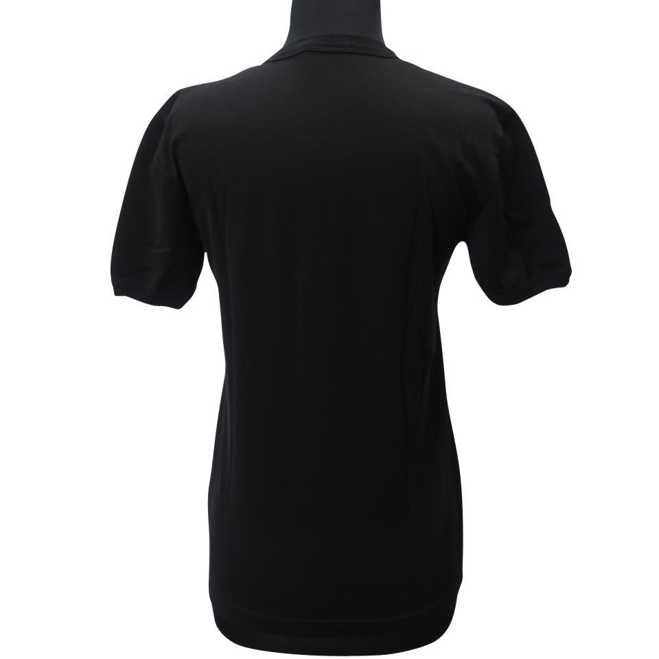 D&G Black Jersey XS V-neck Cotton-jersey Logo Plaque Leather Men's Tee Shirt For Sale 1
