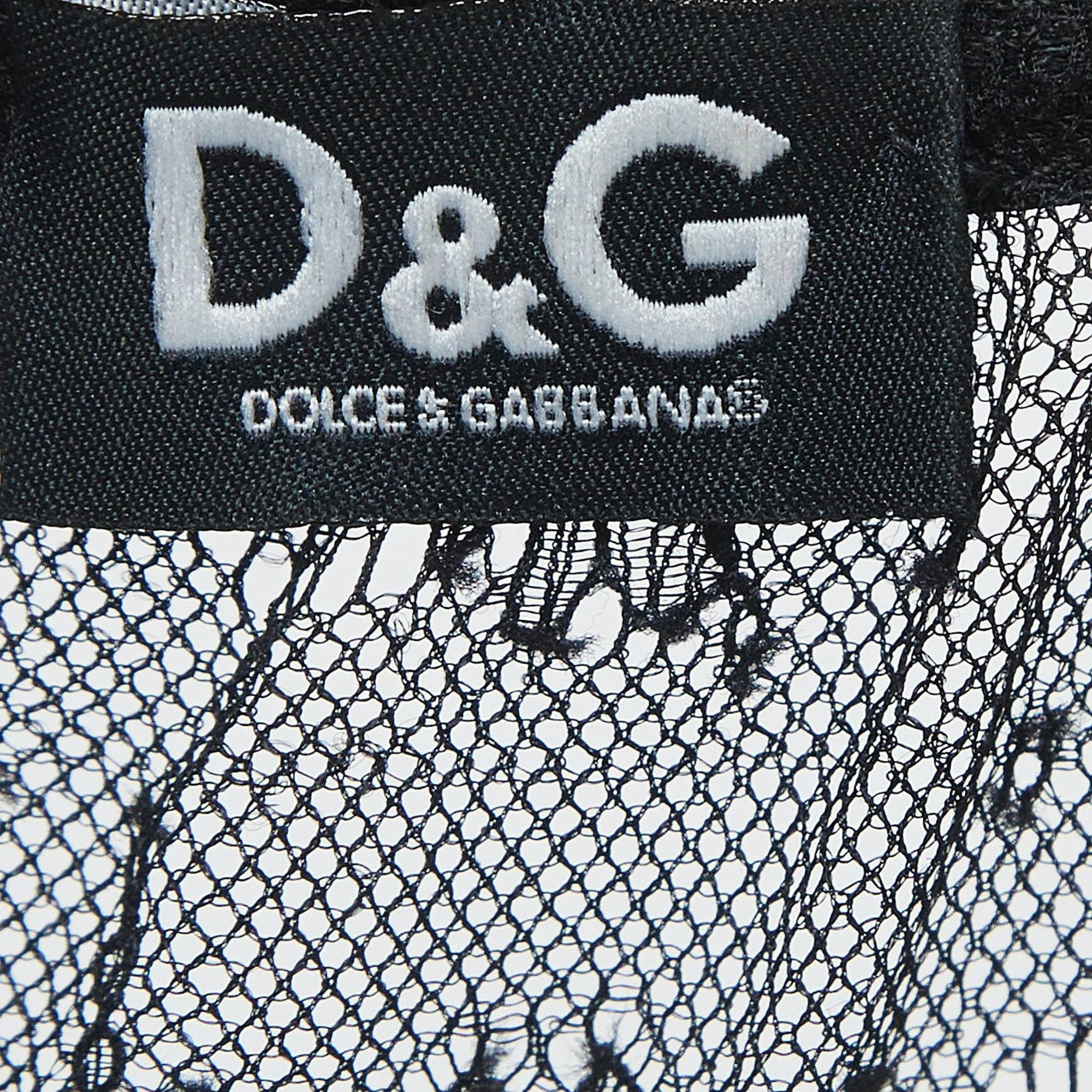 Women's D&G Black Lace and Satin Flared Short Dress S For Sale