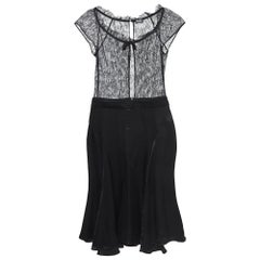 D&G Schwarzes ausgestelltes kurzes Kleid aus Spitze und Satin S