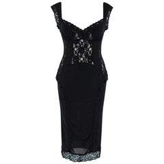 D&G Schwarzes ärmelloses, durchsichtiges Spitzenkleid 28 - Größe M