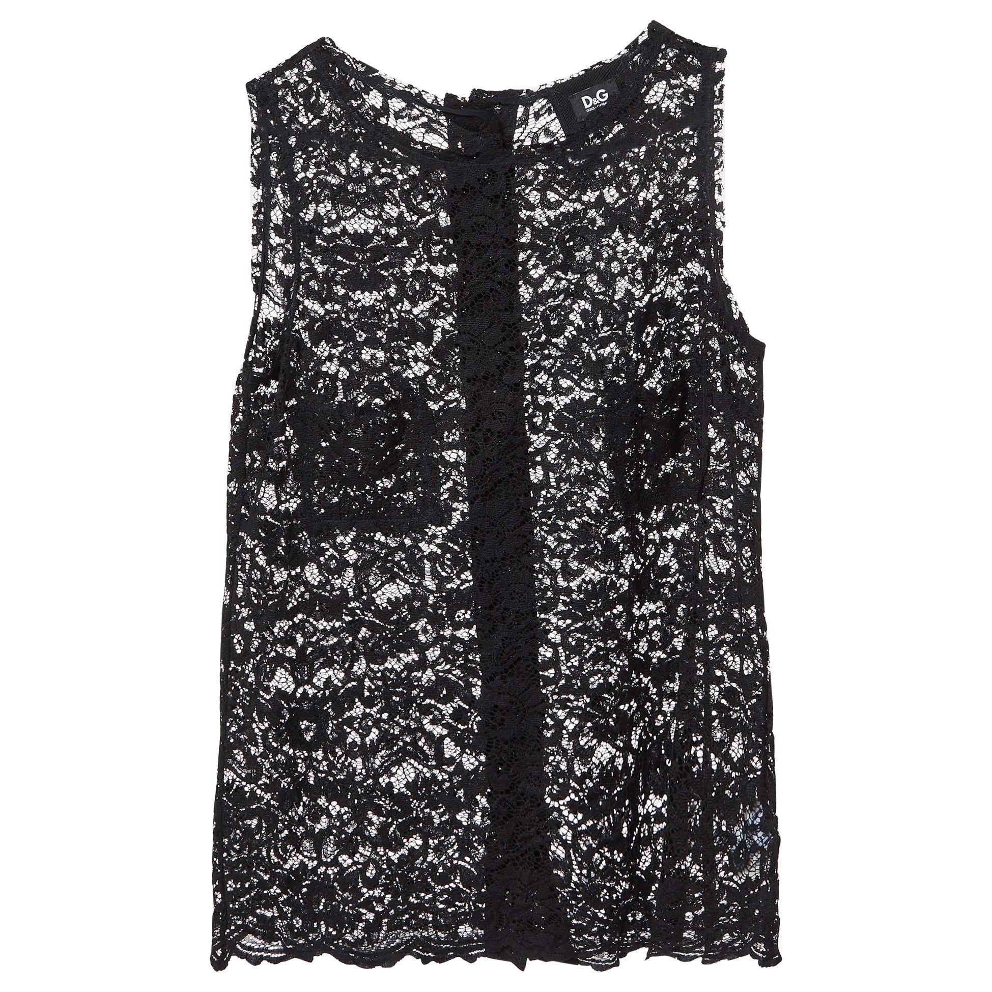 D&G - Haut sans manches en dentelle noire M