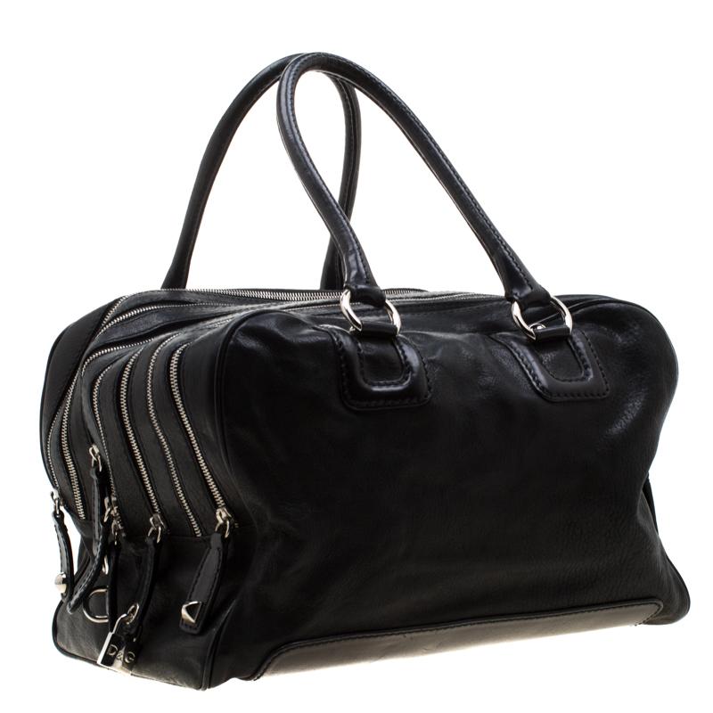 Women's D&G Black Leather Lily Satchel