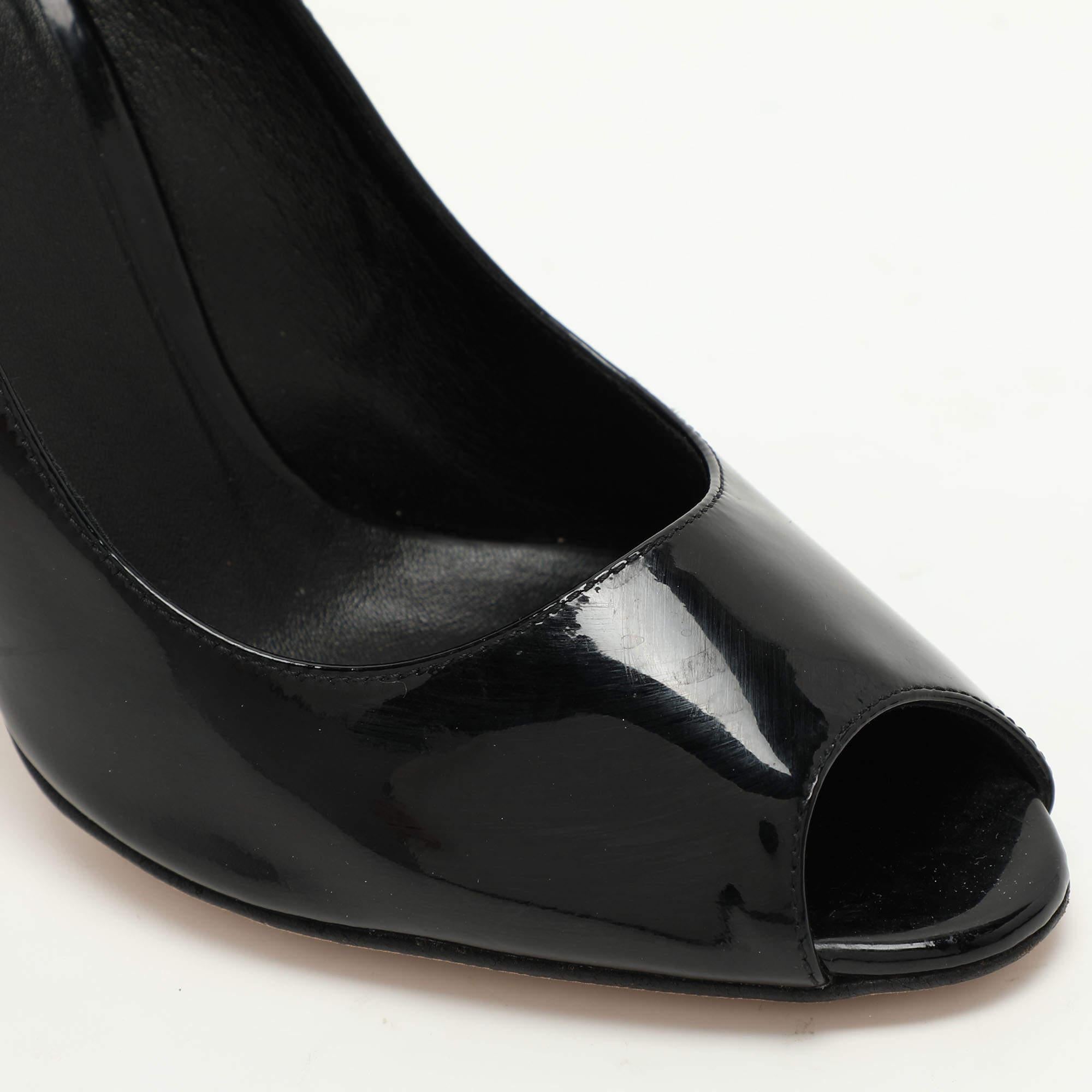 D&G Black Patent Leather Peep Toe Pumps Size 39 For Sale 3