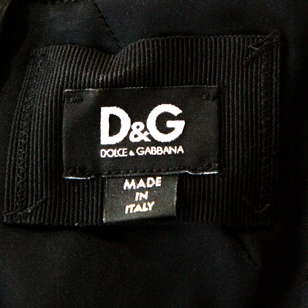 Women's D&G Black Satin Embellished Sleeveless Dress M