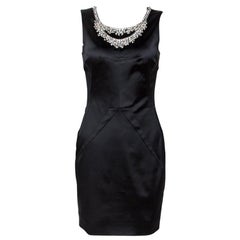 D&G Black Satin Embellished Sleeveless Dress M