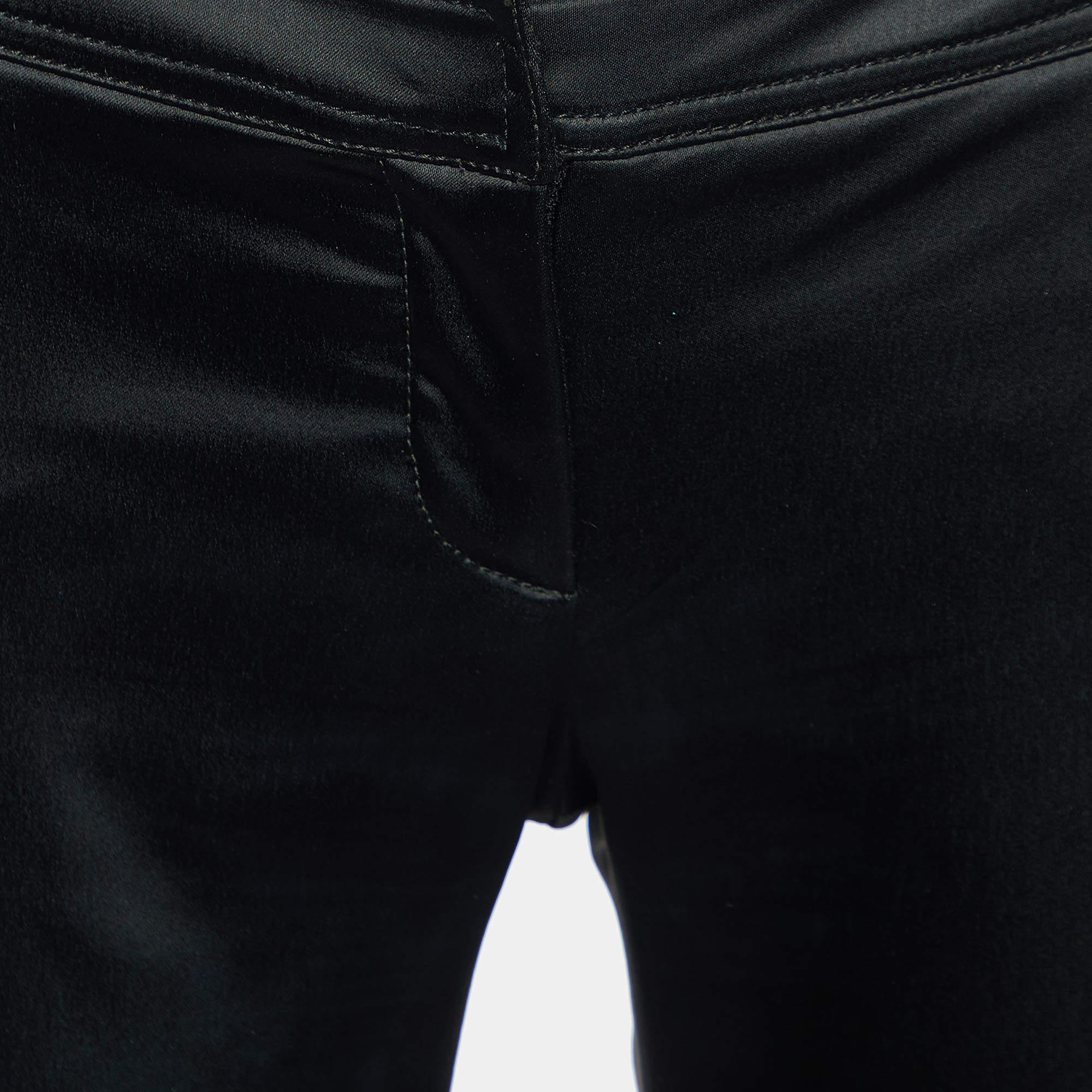 D&G Black Satin Slim Fit Trousers S In Good Condition For Sale In Dubai, Al Qouz 2