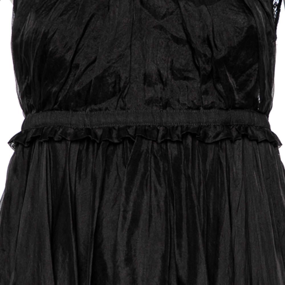 Women's D&G Black Sheer Silk Lace Trim Sleeveless Dress M For Sale
