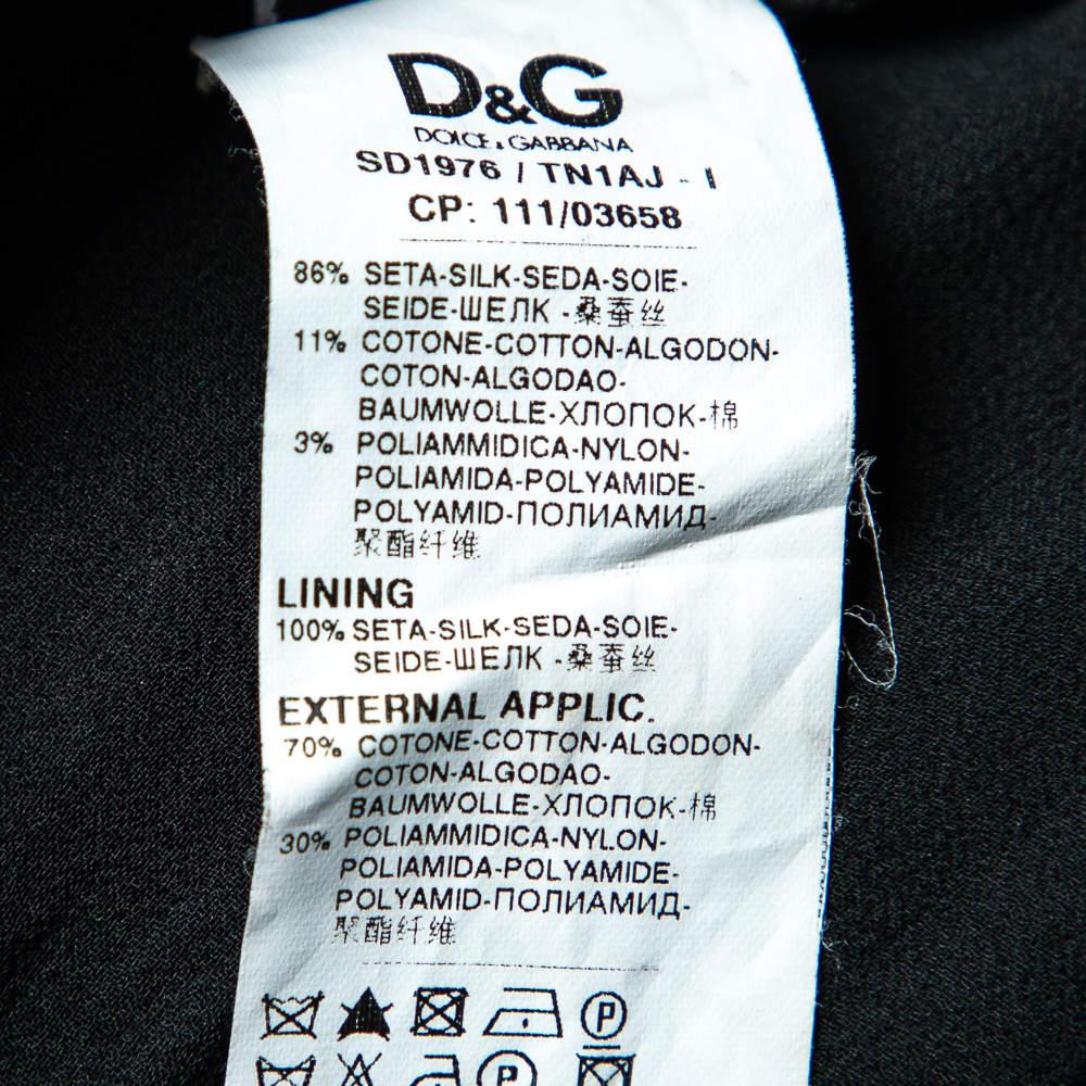 D&G Black Sheer Silk Lace Trim Sleeveless Dress M For Sale 3